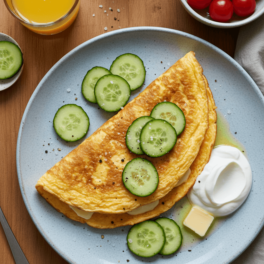 Pusryčių omletas su agurku