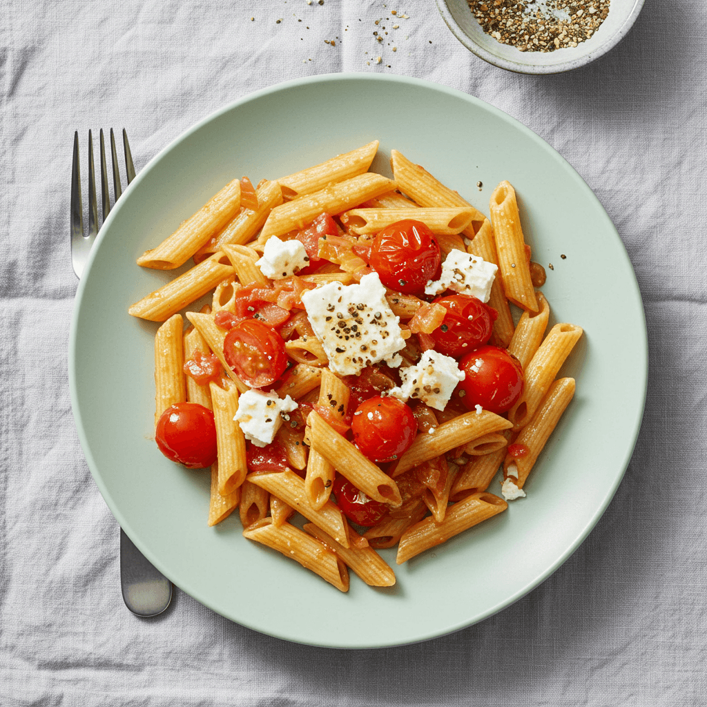 Quick Feta Tomato Pasta Dinner