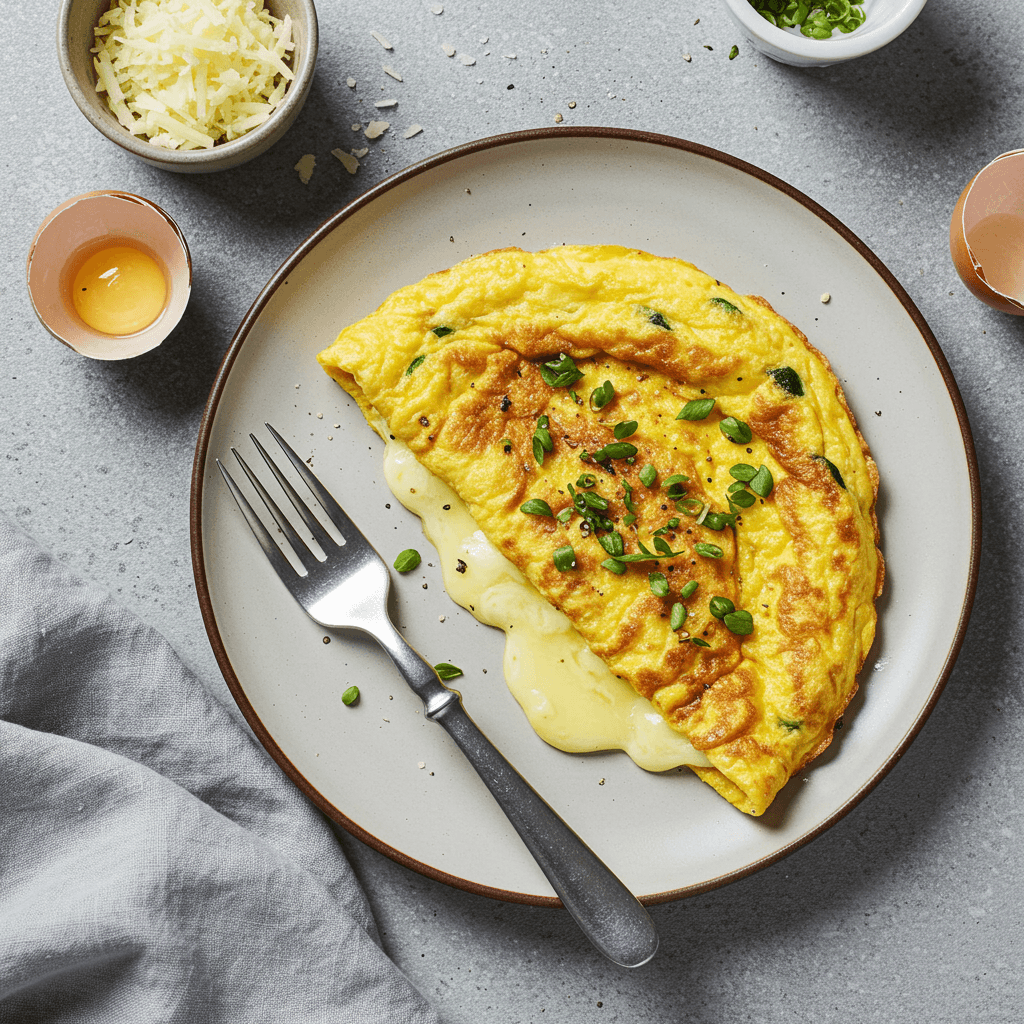 Simple Cheesy Herb Omelette Dinner