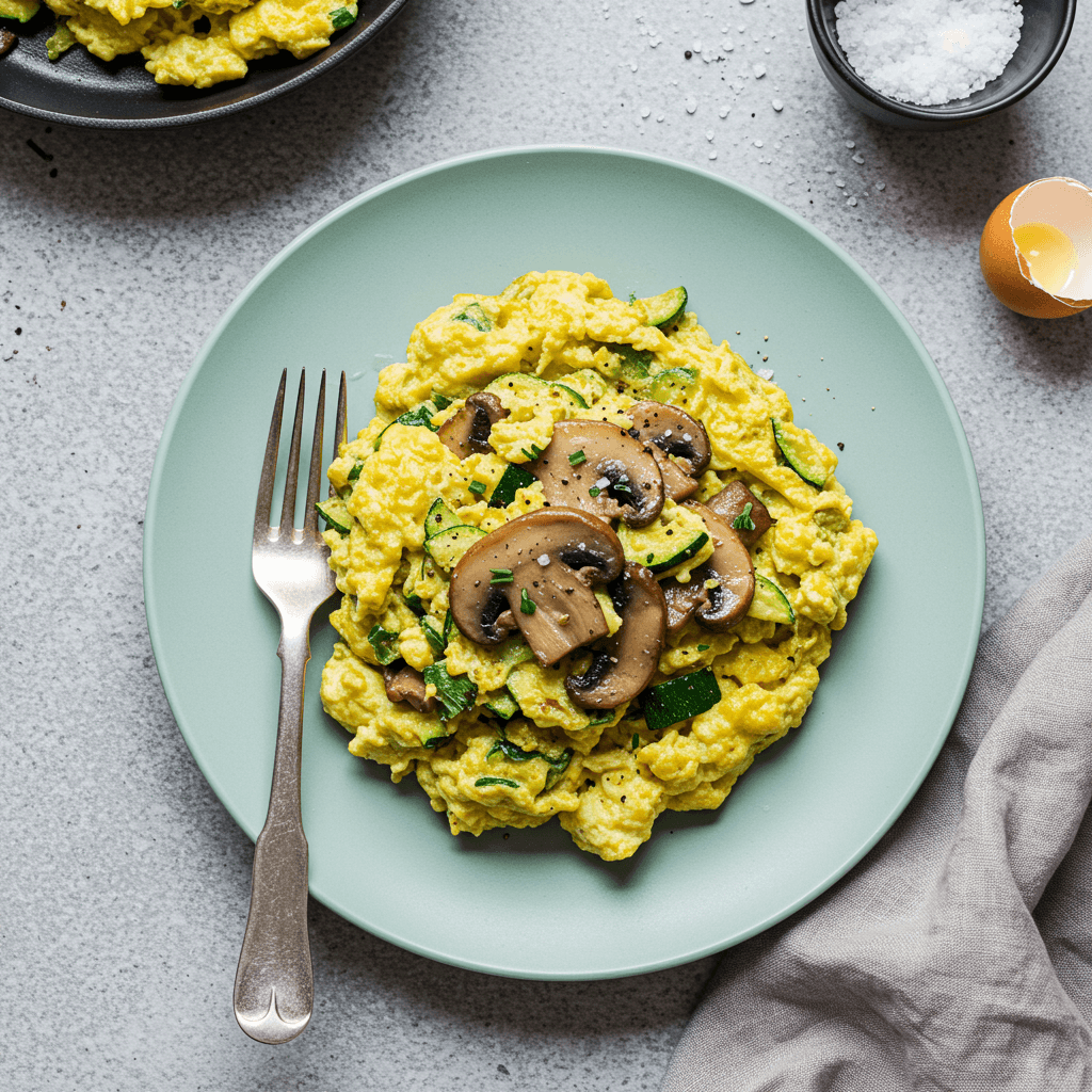 Zucchini Mushroom Egg Scramble Lunch