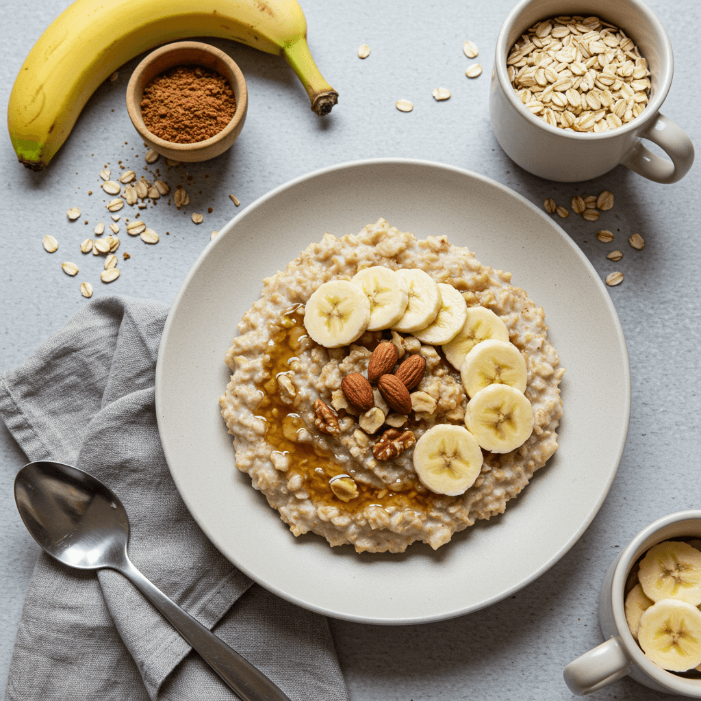 Avižų košė su bananais svorio auginimui