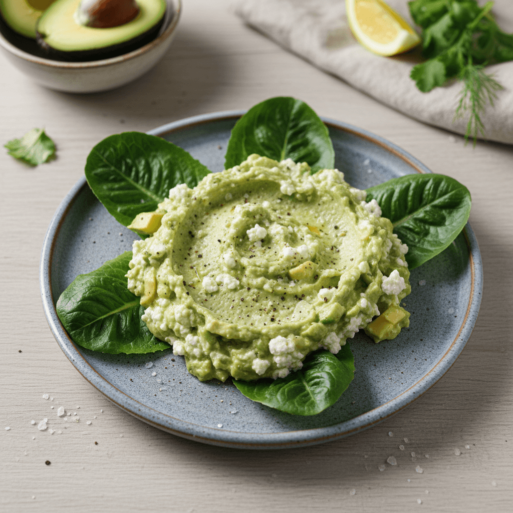 Avocado and Cottage Cheese Spread with Lettuce Leaves
