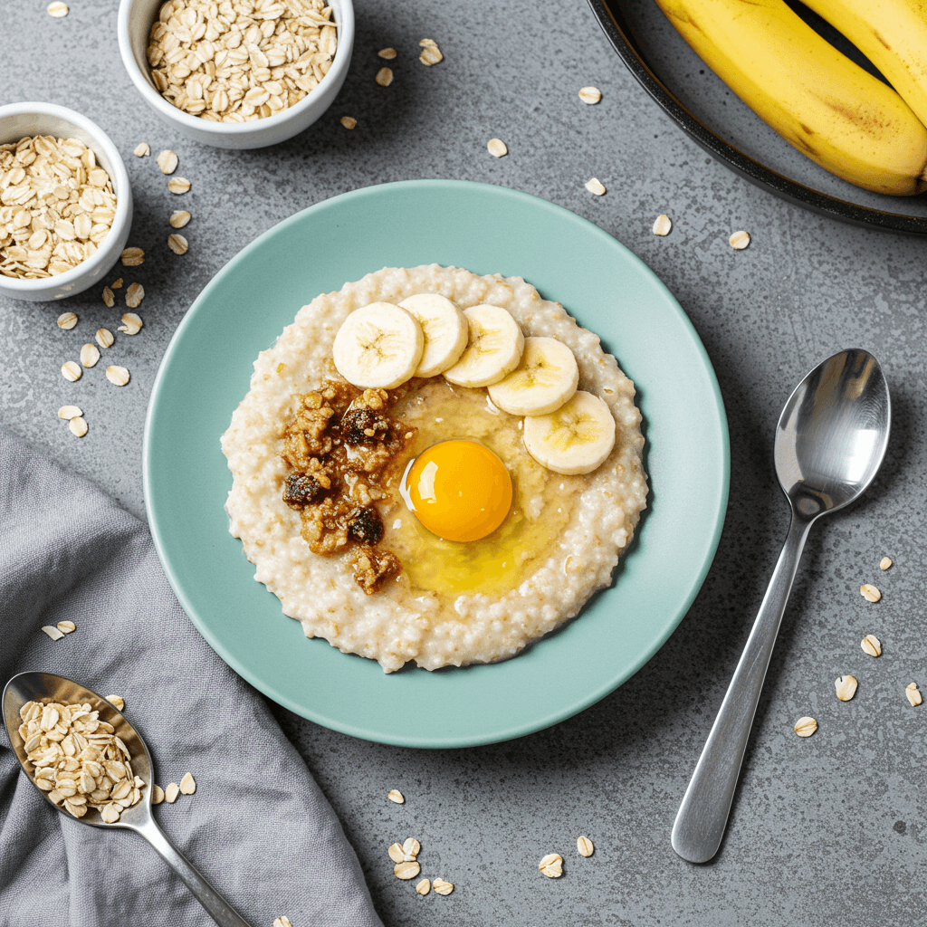 Banana Oat Semolina Breakfast Porridge
