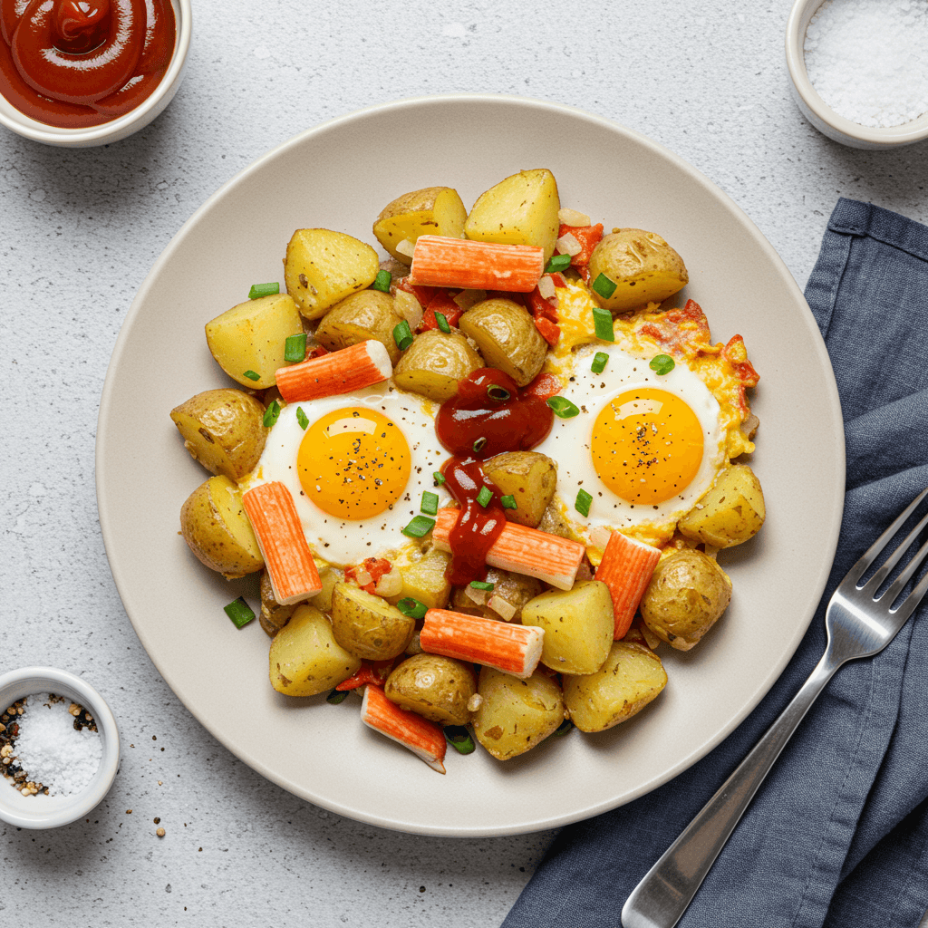 Budget Egg Crab Stick Potato Skillet
