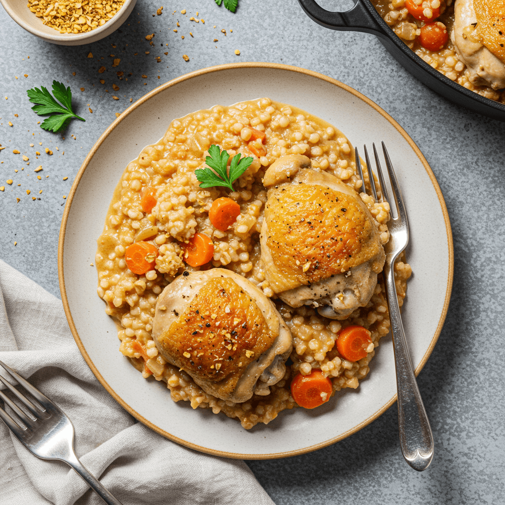 Creamy Chicken Thigh and Sorghum Dinner
