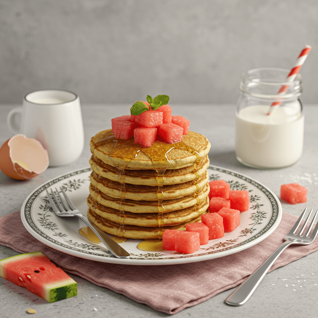 Fluffy Watermelon Pancakes Breakfast