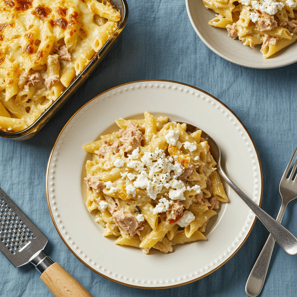 Kepta pasta su tunu ir feta