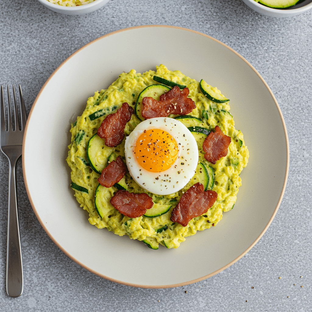 Keto Cukinijų, Šoninės ir Sūrio Kiaušinienė