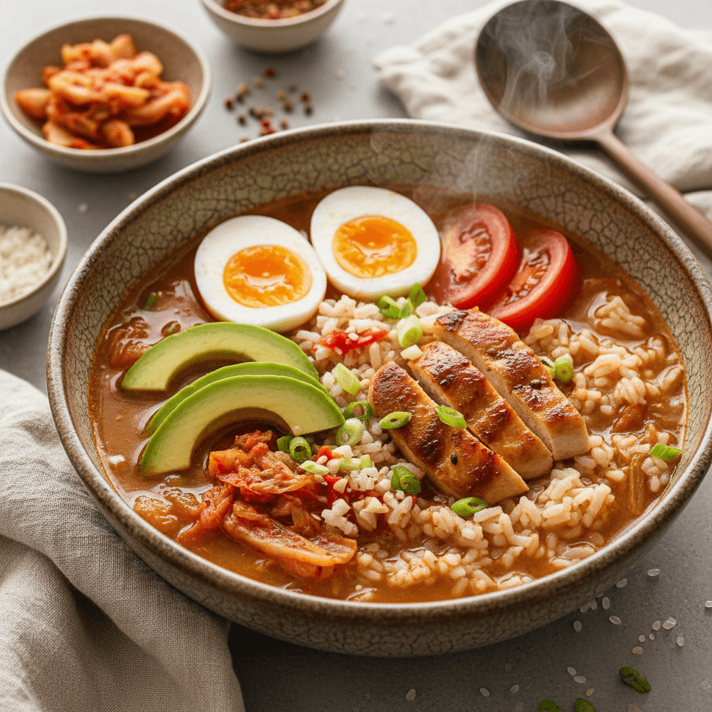 Kimchi sriuba su vištiena ir ryžiais