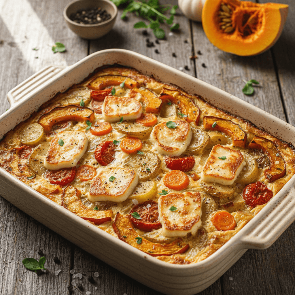Moliūgo ir Haloumi sūrio apkepas