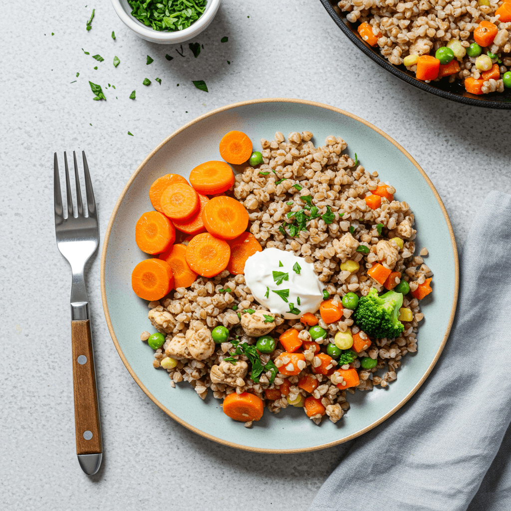 One-Pan Chicken Buckwheat with Carrots and Veggies