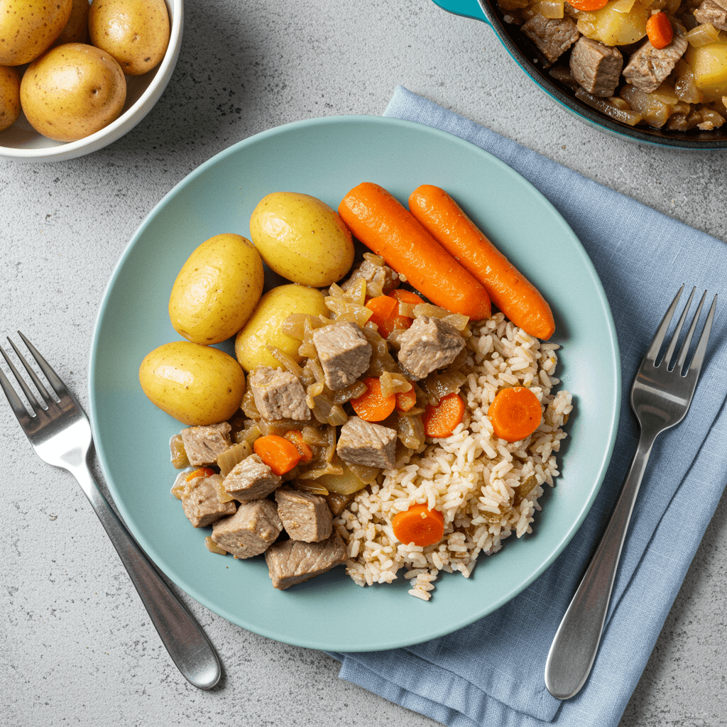Pork Shoulder, Potato and Rice Lunch