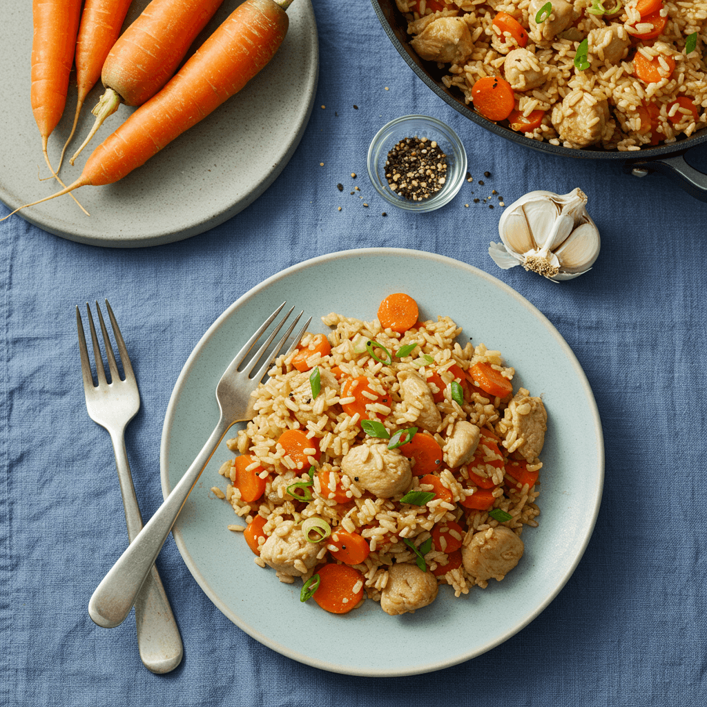 Royal Chicken Rice Stir-Fry with Carrots and Garlic