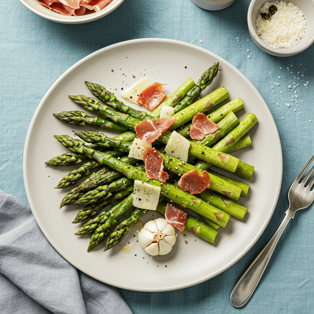 Royal Roasted Asparagus with Parmesan and Prosciutto