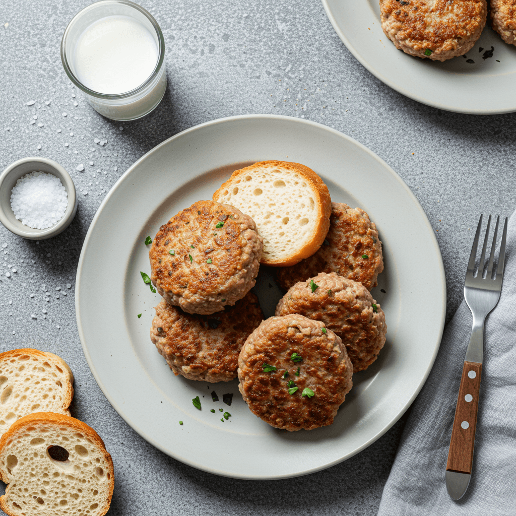 Simple Budget Meat Patties with Milk and Bread