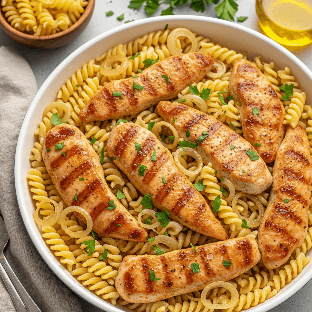 Vištienos filė su makaronais